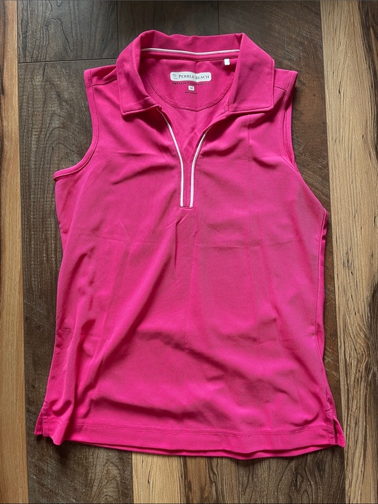 Pebble Beach Tops - Pebble Beach Sleeveless V-Neck Golf Tank Top - Bright Pink